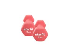 Гантель неопреновая Core 3 кг Star Fit DB-201 коралловый, пара