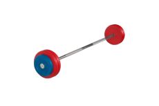 Штанга неразборная MB Barbell с цветными дисками, 25 мм, 30 кг MB-BarMW-C30