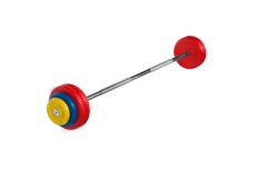 Штанга неразборная MB Barbell с цветными дисками, 25 мм, 32,5 кг MB-BarMW-C32,5