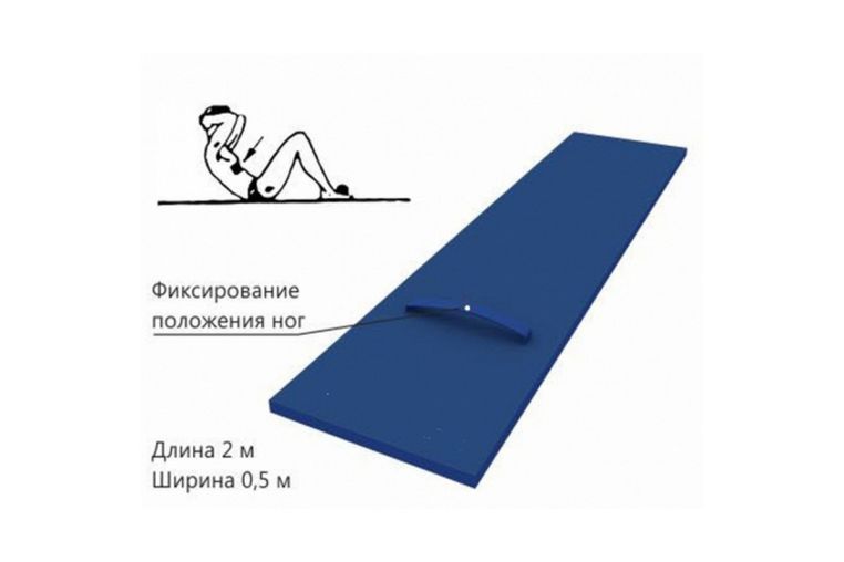 Доска для пресса ФСИ напольная с фиксатором ног, 200х50 cм, 10492 