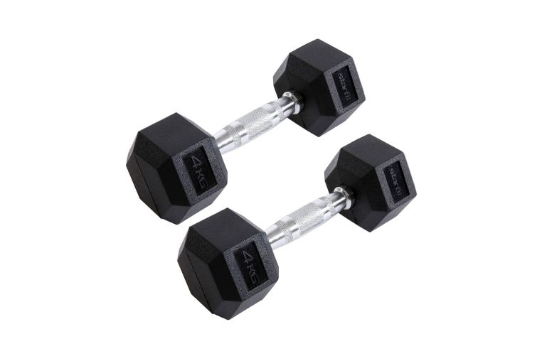 Гантель гексагональная обрезиненная 4 кг Star Fit DB-301 черный, пара 