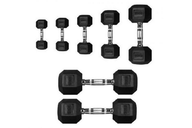 Гантель 22,5кг Perform Better Rubber Encased Hex Dumbbells PB\4137-22.5\BK-22-00 