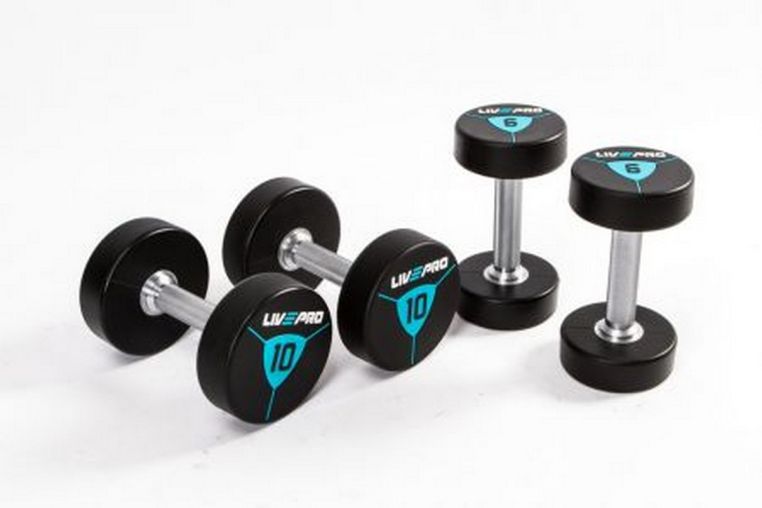 Гантели в уретане 44 кг Live Pro Premium Urethane Dumbbells LP8000-44 фото 1