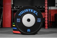 Диск соревновательный черный с полосой YouSteel 20кг, d51мм, чёрный/синий