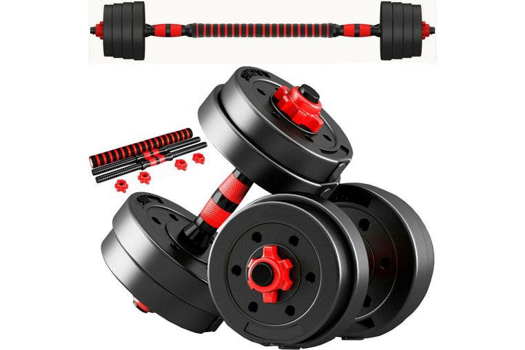 Гантельный набор 10кг с проставкой Sportex разборный 2х5кг, пластик\цемент (E36827) DBZ-10 фото 1