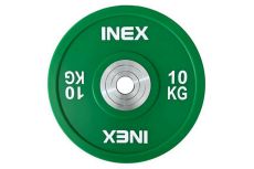 Олимпийский диск в уретане 10кг Inex PU Bumper Plate TF-P2100-10 зеленый\белый