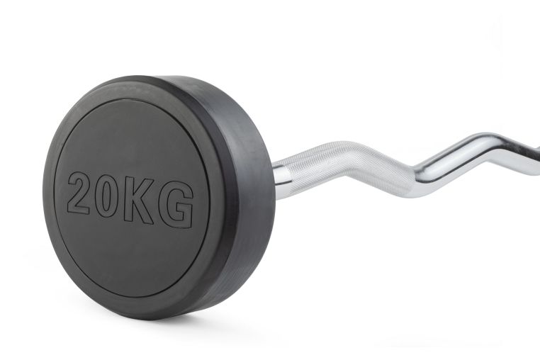 Штанга неразборная обрезиненная 20 кг. Изогнутый гриф. VictoryFit VF-DX5200 